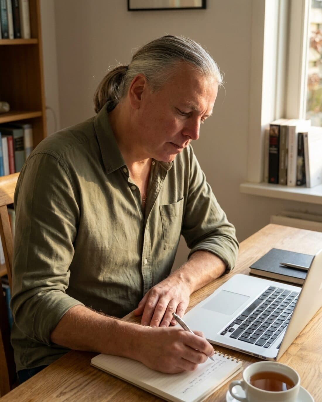 Dr. Holger Scheib bei der Arbeit am Notizbuch